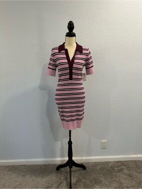 Striped GOOD AMERICAN Knit Dress in Pink and Burgundy, great quality in stretch
